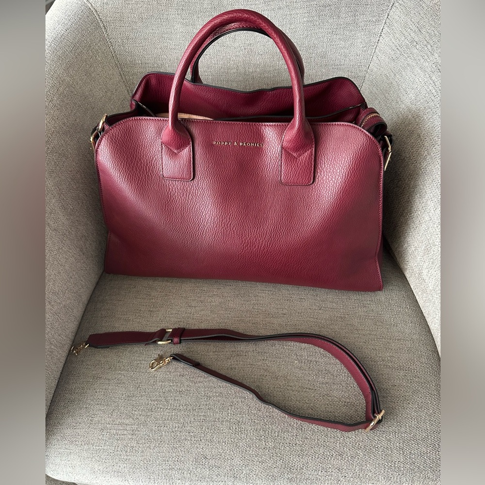 Uptown Tote in Berry - Poppy and Peonies